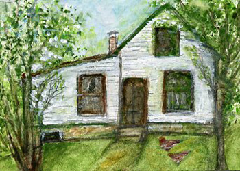 Childhood Farm House Ferrislynn Boya Waterford WI watercolor  SOLD